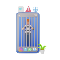 cattivo urto di smartphone, 3d personaggio illustrazione png