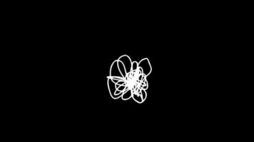 The appearance of a hand-drawn heart on a black background video