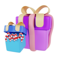 ilustración 3d de regalo de navidad png