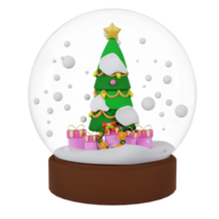 arbre de noël en boule de neige 3d illustration png