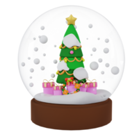 Kerstmis boom in sneeuw bal 3d illustratie png