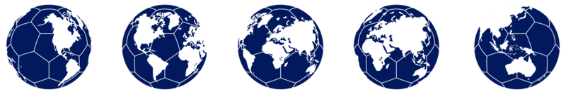 World Map on the Foot Ball Silhouette for Icon, Symbol, Pictogram, Sport News, Art Illustration, Apps, Website or Graphic Design Element. Format PNG