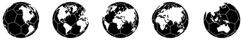 World Map on the Foot Ball Silhouette for Icon, Symbol, Pictogram, Sport News, Art Illustration, Apps, Website or Graphic Design Element. Format PNG