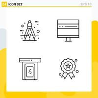 Collection of 4 Universal Line Icons Icon Set for Web and Mobile Creative Black Icon vector background