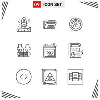 9 Icons Line Style Grid Based Creative Outline Symbols for Website Design Simple Line Icon Signs Isolated on White Background 9 Icon Set Creative Black Icon vector background