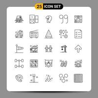 Modern Set of 25 Lines Pictograph of idea sketching energy wireframing close Editable Vector Design Elements