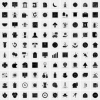 Set of 100 Business Solid Glyph icons vector