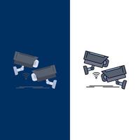 CCTV Camera Security Surveillance Technology Flat Color Icon Vector