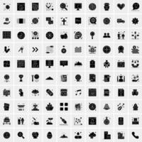 Set of 100 Business Solid Glyph icons vector