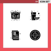 Solid Glyph Pack of 4 Universal Symbols of business increase finance orange revenue Editable Vector Design Elements