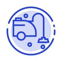 Clean Cleaner Cleaning Vacuum Blue Dotted Line Line Icon vector