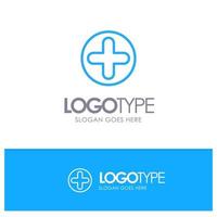 Plus Sign Hospital Medical Blue Outline Logo Place for Tagline vector