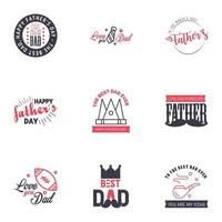 Happy Fathers Day Greeting Card 9 Black and Pink Happy fathers day card vintage retro type font Editable Vector Design Elements