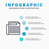 News Paper Document Line icon with 5 steps presentation infographics Background vector