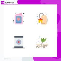 4 Thematic Vector Flat Icons and Editable Symbols of card iphone invitation real estate movie Editable Vector Design Elements