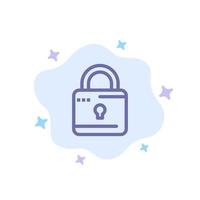 Lock Computing Locked Security Blue Icon on Abstract Cloud Background vector