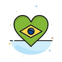 plantilla de icono de color plano abstracto de amor de bandera de brasil de corazón vector