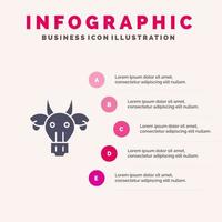 Adornment Animals Bull Indian Skull Solid Icon Infographics 5 Steps Presentation Background vector