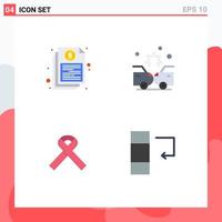 4 Thematic Vector Flat Icons and Editable Symbols of bill ribbon financial crash health Editable Vector Design Elements