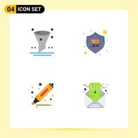 Set of 4 Modern UI Icons Symbols Signs for browser drawing ui shopping marker Editable Vector Design Elements