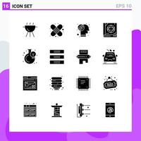 Solid Glyph Pack of 16 Universal Symbols of progress flask dollar growth magic Editable Vector Design Elements