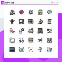 Modern Set of 25 Filled line Flat Colors and symbols such as message chat connections data sd Editable Vector Design Elements