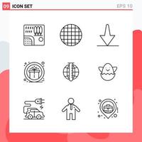 Collection of 9 Vector Icons in Line style Modern Outline Symbols for Web and Mobile Line Icon Sign Isolated on White Background 9 Icons Creative Black Icon vector background