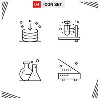 4 Icons Line Style Grid Based Creative Outline Symbols for Website Design Simple Line Icon Signs Isolated on White Background 4 Icon Set Creative Black Icon vector background