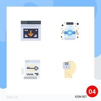 Pack of 4 creative Flat Icons of internet key website medical login Editable Vector Design Elements