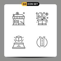 4 Thematic Vector Filledline Flat Colors and Editable Symbols of business box money chart imagination Editable Vector Design Elements