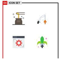 Pack of 4 creative Flat Icons of beauty browser spa fishing setting Editable Vector Design Elements