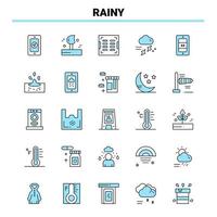 25 Rainy Black and Blue icon Set Creative Icon Design and logo template Creative Black Icon vector background