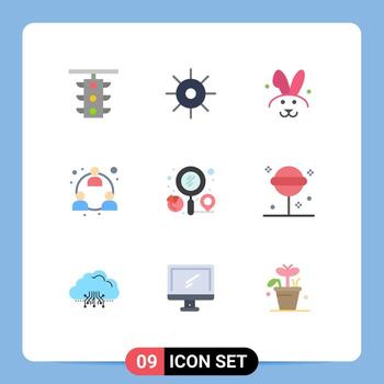 conjunto moderno de 9 colores planos y símbolos como gráficos red sol mlm negocios elementos de diseño vectorial editables vector