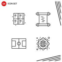 Collection of 4 Vector Icons in Line style Pixle Perfect Outline Symbols for Web and Mobile Line Icon Signs on White Background 4 Icons