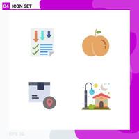 Modern Set of 4 Flat Icons Pictograph of arrows location paper peach product Editable Vector Design Elements