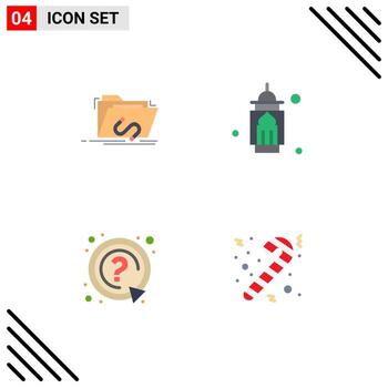 4 Flat Icon concept for Websites Mobile and Apps backdoor pray internet masjid mark Editable Vector Design Elements