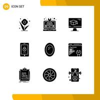 Set of 9 Vector Solid Glyphs on Grid for furniture mobile laptop lock graduation Editable Vector Design Elements