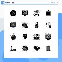 16 Thematic Vector Solid Glyphs and Editable Symbols of html code hand window furniture Editable Vector Design Elements