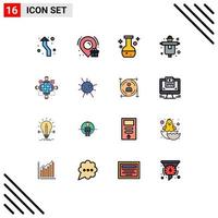 Set of 16 Modern UI Icons Symbols Signs for instruction scarecrow tube farming agriculture Editable Creative Vector Design Elements