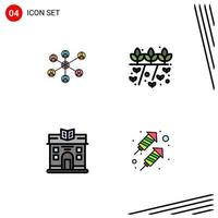 Modern Set of 4 Filledline Flat Colors and symbols such as wlan life group nature rocket Editable Vector Design Elements