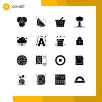 16 iconos creativos signos y símbolos modernos del interior de la nube muebles dulces carrito de la compra elementos de diseño vectorial editables vector