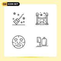 User Interface Pack of 4 Basic Filledline Flat Colors of broom face witchcraft party wellness Editable Vector Design Elements