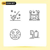 User Interface Pack of 4 Basic Filledline Flat Colors of broom face witchcraft party wellness Editable Vector Design Elements