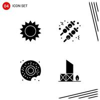 Collection of 4 Vector Icons in solid style Pixle Perfect Glyph Symbols for Web and Mobile Solid Icon Signs on White Background 4 Icons