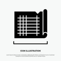 Construction Drafting House Map solid Glyph Icon vector