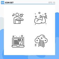 Modern 4 Line style icons Outline Symbols for general use Creative Line Icon Sign Isolated on White Background 4 Icons Pack vector