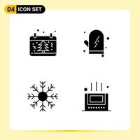 User Interface Pack of 4 Basic Solid Glyphs of calendar cold tree food snow Editable Vector Design Elements