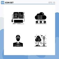 Pack of Modern Solid Glyphs Signs and Symbols for Web Print Media such as book cloud mobile computer engineer Editable Vector Design Elements