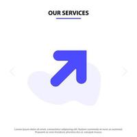 Our Services Arrow Up Right Solid Glyph Icon Web card Template vector