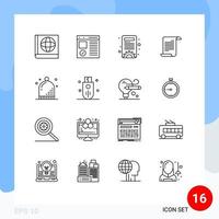 16 User Interface Outline Pack of modern Signs and Symbols of holiday event options celebration american Editable Vector Design Elements